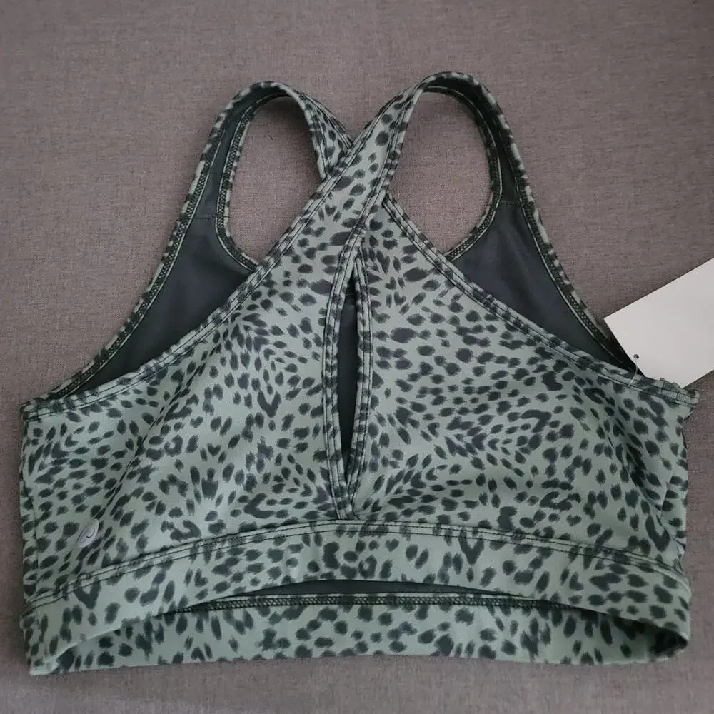 Girls Zella Green Leopard Print Sports Bra